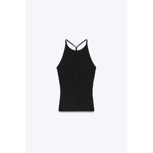Ribbed Halter Top Tank Basics Zara Black Racerback Tank High Neck L